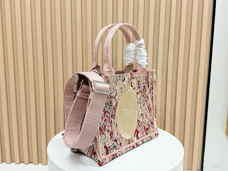 Dior Book Tote Pink floral embroidered canvas small — 1:1 Replica