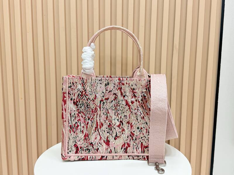 Dior Book Tote Pink floral embroidered canvas small — 1:1 Replica