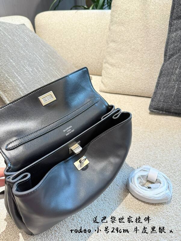 Balenciaga Rodeo Black smooth leather with silver hardware small shoulder — Premium Replica
