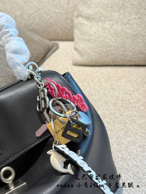 Balenciaga Rodeo Black smooth leather with silver hardware small shoulder — Premium Replica