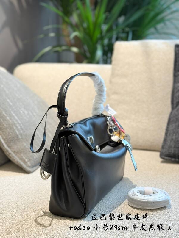 Balenciaga Rodeo Black smooth leather with silver hardware small shoulder — Premium Replica
