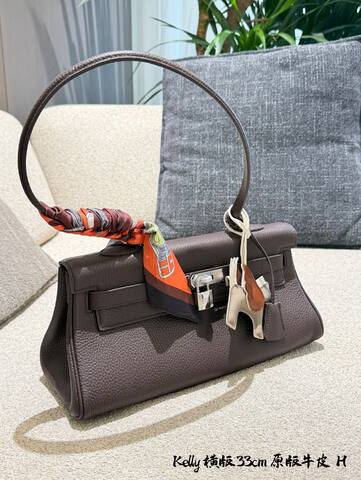 Hermes Kelly Brown 33cm shoulder AAA Quality Replica