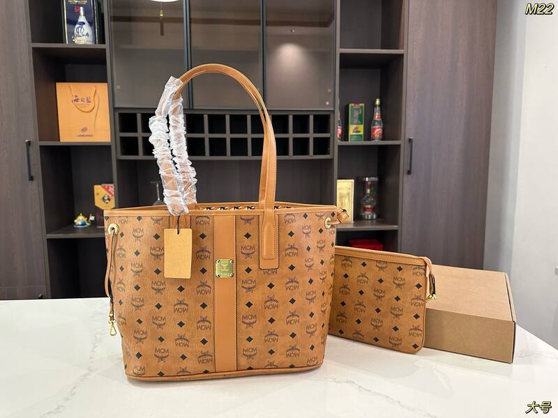 MCM Toni Beige Visetos / Pink Visetos 26x21x12cm tote bag — Top Quality Replica