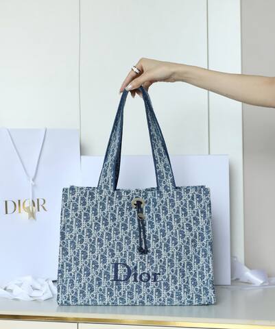 Dior Blue Oblique large tote AAA Quality Replica