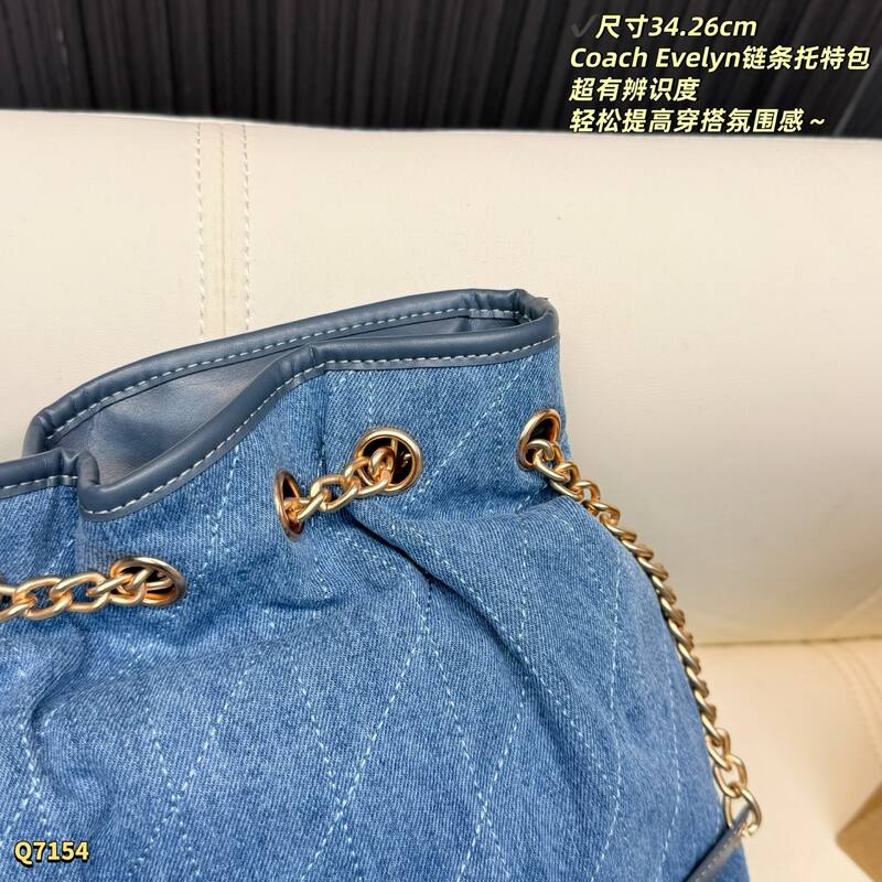 Coach Evelyn Denim blue tote — AAA Quality Replica