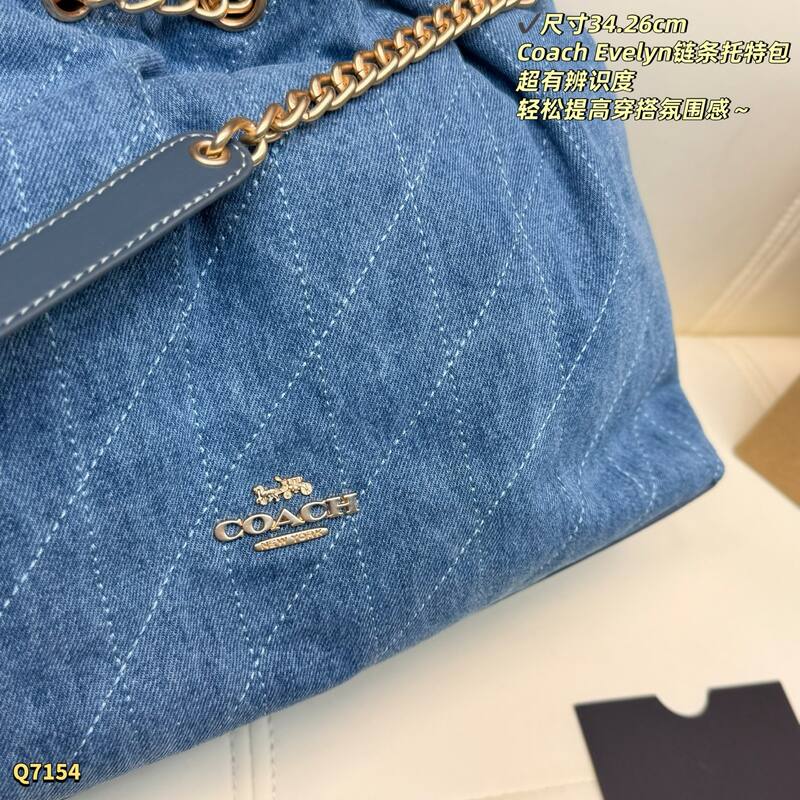 Coach Evelyn Denim blue tote — AAA Quality Replica