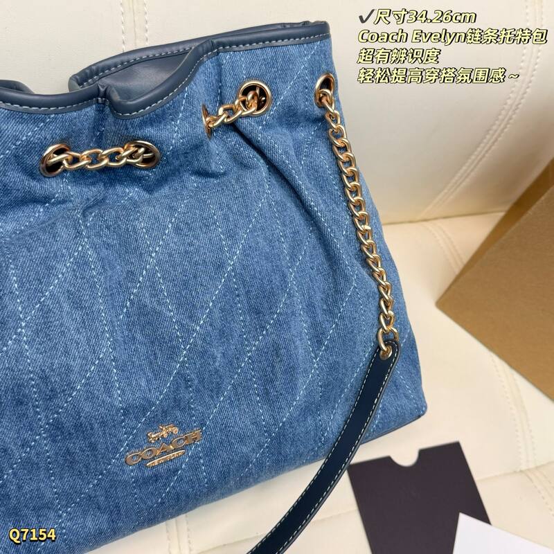 Coach Evelyn Denim blue tote — AAA Quality Replica