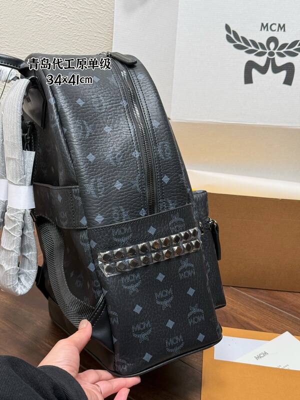 MCM Stark Black Visetos Monogram backpack — Top Quality Replica