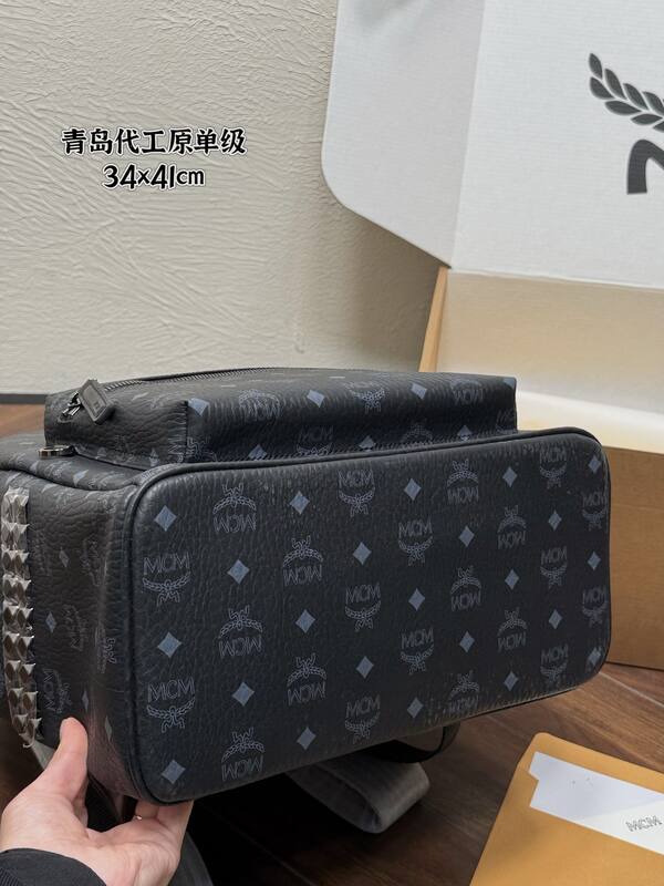 MCM Stark Black Visetos Monogram backpack — Top Quality Replica