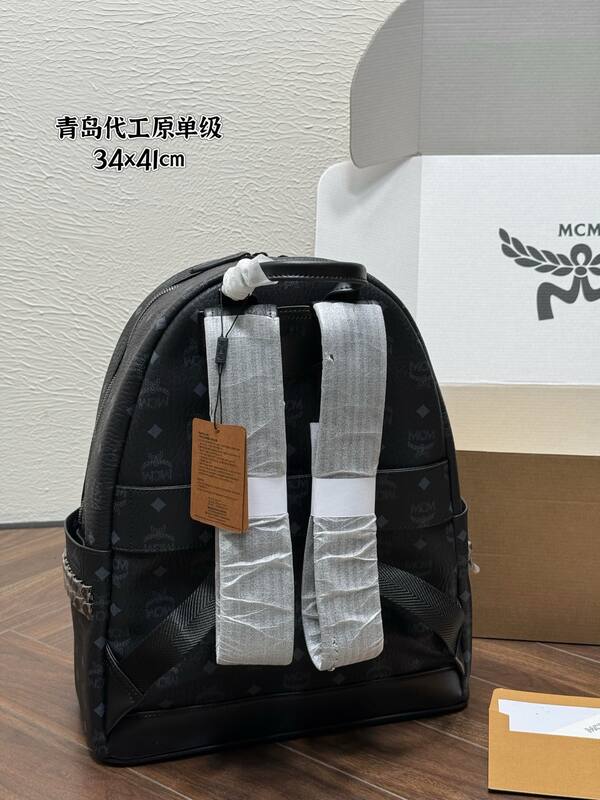 MCM Stark Black Visetos Monogram backpack — Top Quality Replica