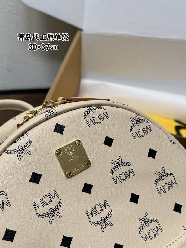 MCM Stark Beige Visetos backpack — AAA Quality Replica