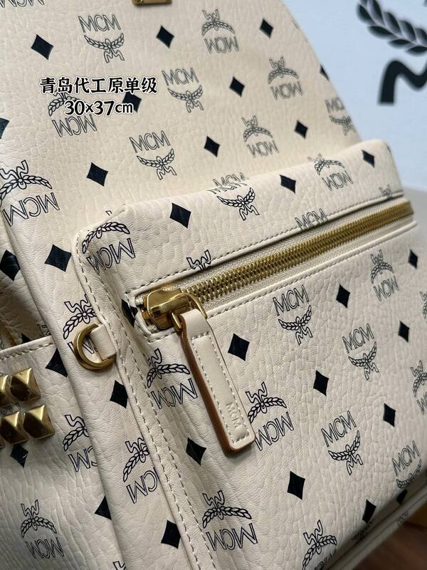 MCM Stark Beige Visetos backpack — AAA Quality Replica