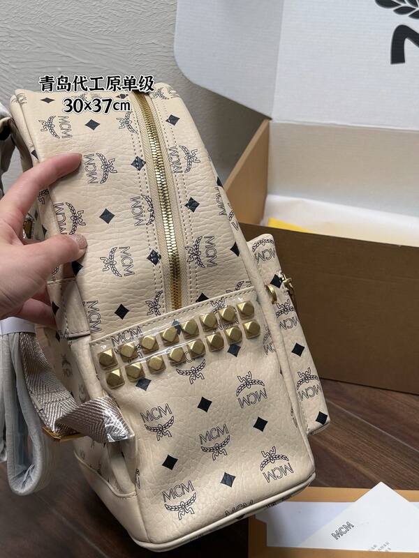 MCM Stark Beige Visetos backpack — AAA Quality Replica