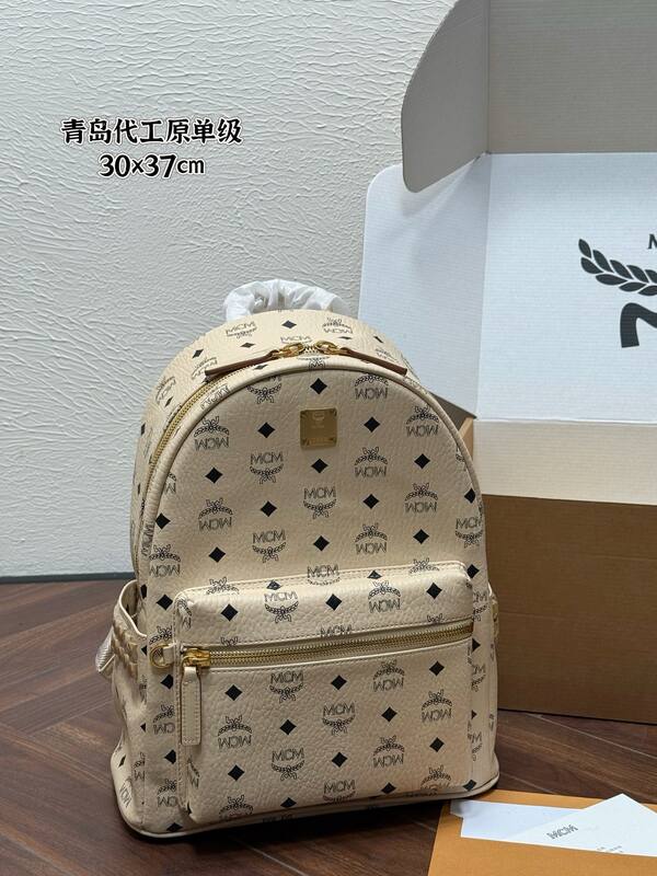 MCM Stark Beige Visetos backpack — Top Quality Replica