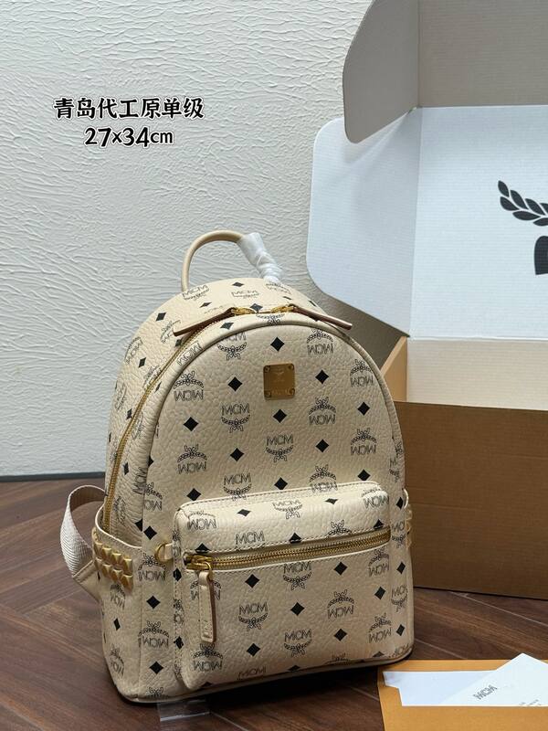 MCM Stark Beige Visetos backpack — Top Quality Replica