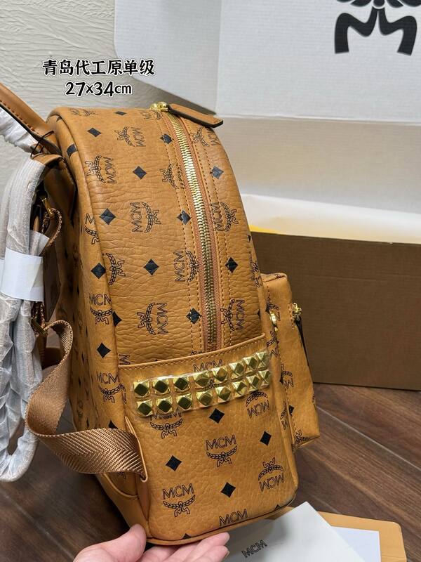 MCM Stark Cognac Visetos backpack — Top Quality Replica