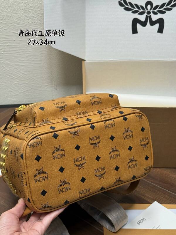 MCM Stark Cognac Visetos backpack — Top Quality Replica