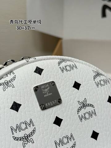 MCM White Visetos 30x37cm backpack AAA Quality Replica