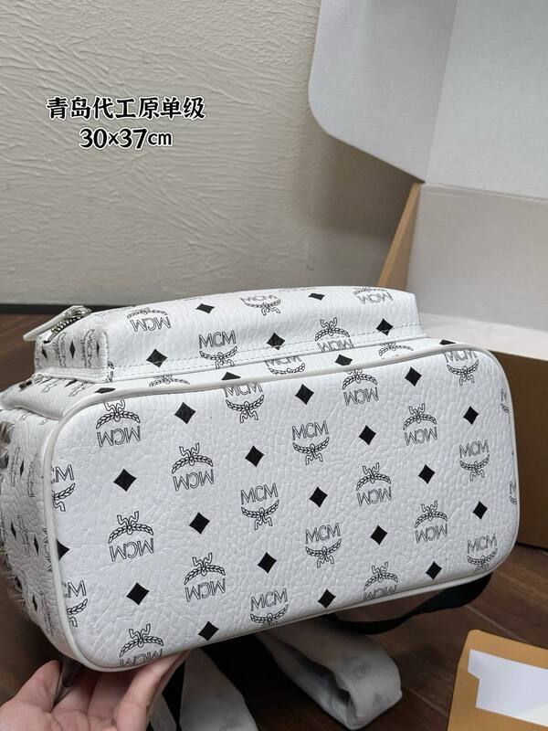 MCM White Visetos backpack — AAA Quality Replica