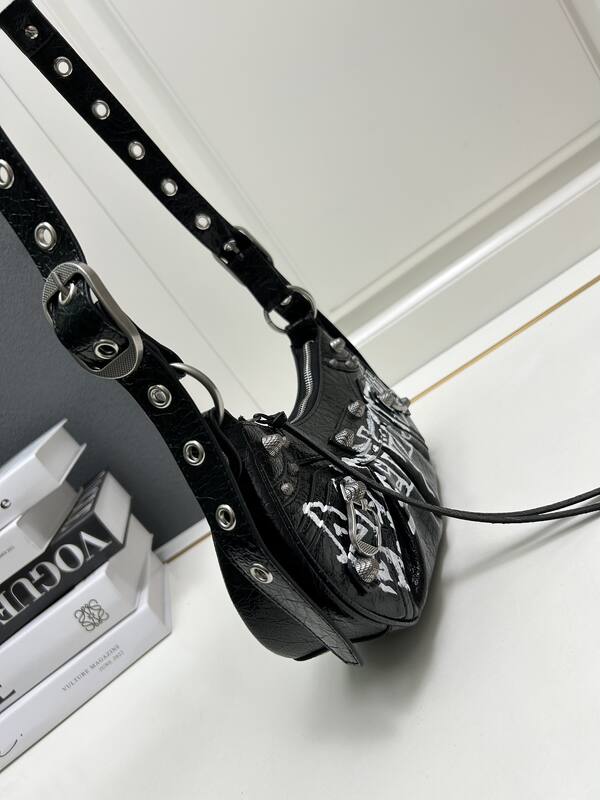 Balenciaga Le Cagole Black with white graffiti print 26x16x10cm shoulder — 1:1 Replica