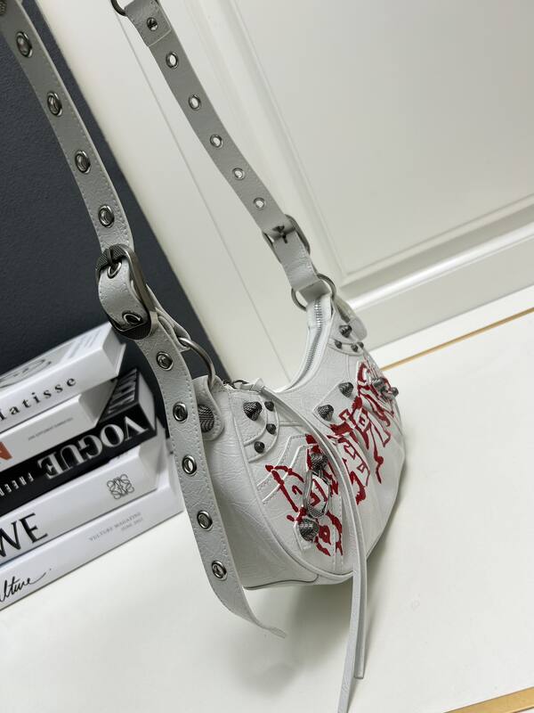 Balenciaga Le Cagole White with red graffiti print 26x16x10cm shoulder — Premium Replica