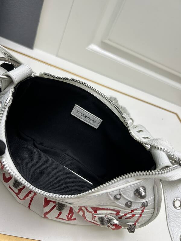 Balenciaga Le Cagole White with red graffiti print 26x16x10cm shoulder — Premium Replica
