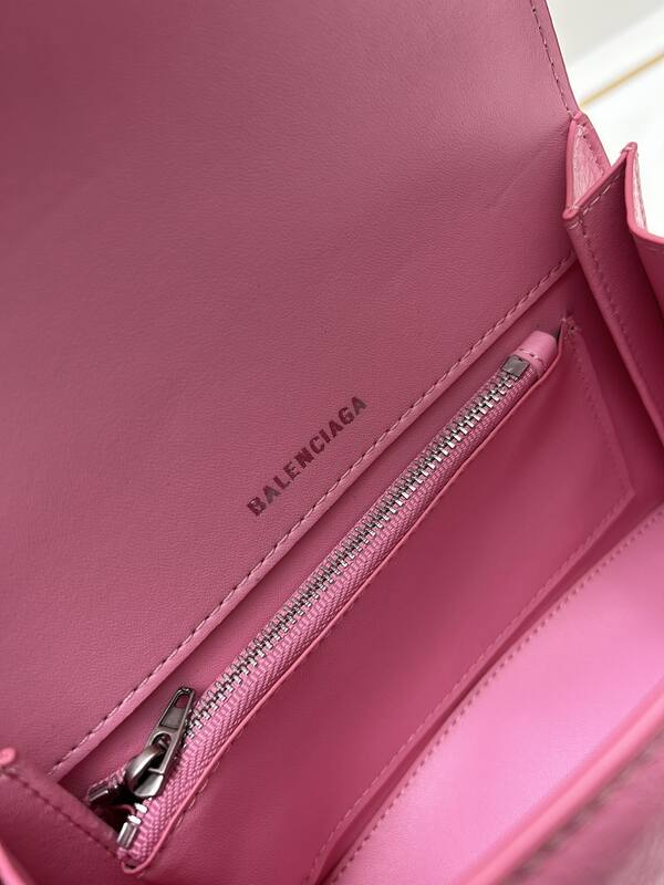 Balenciaga Hourglass Bright pink studded distressed leather 23x14x10cm crossbody — Top Quality Replica