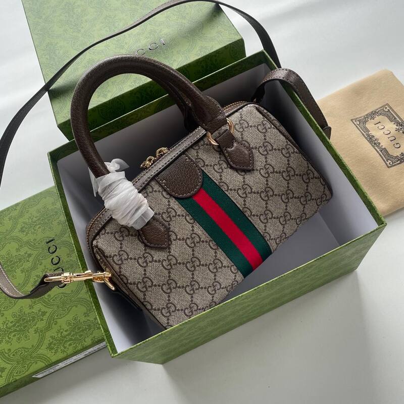 Gucci GG Supreme beige brown with green-red-green web everyday — AAA Quality Replica