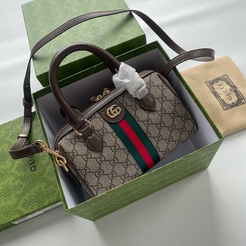 Gucci GG Supreme beige brown with green-red-green web everyday AAA Quality Replica