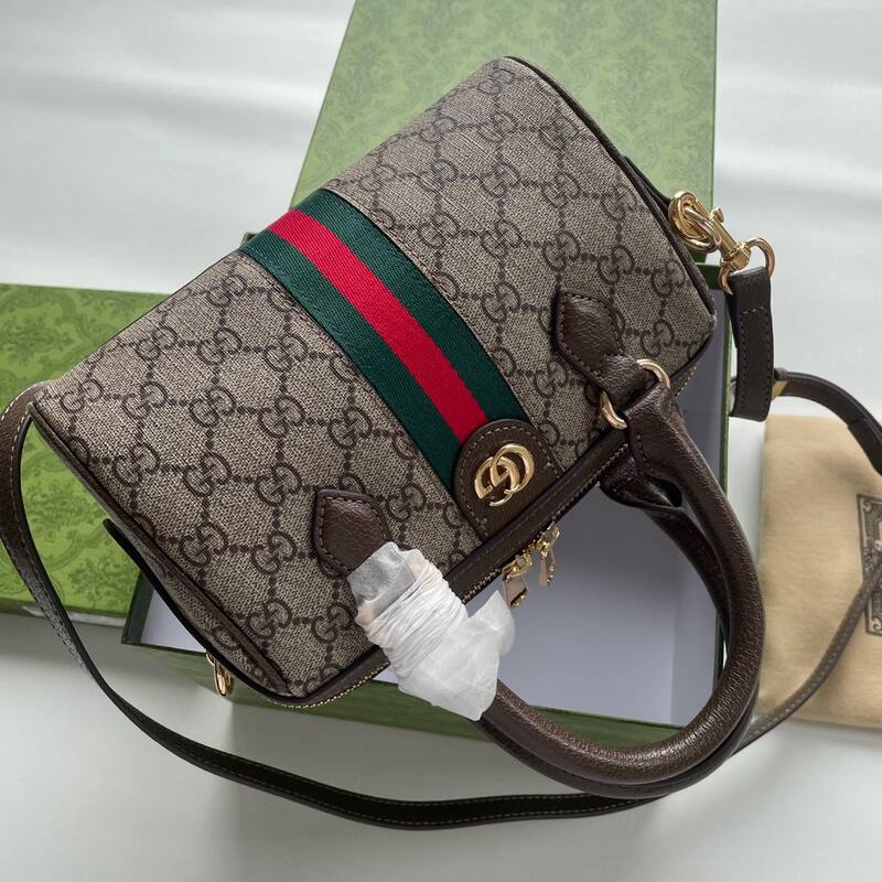 Gucci GG Supreme beige brown with green-red-green web everyday — AAA Quality Replica