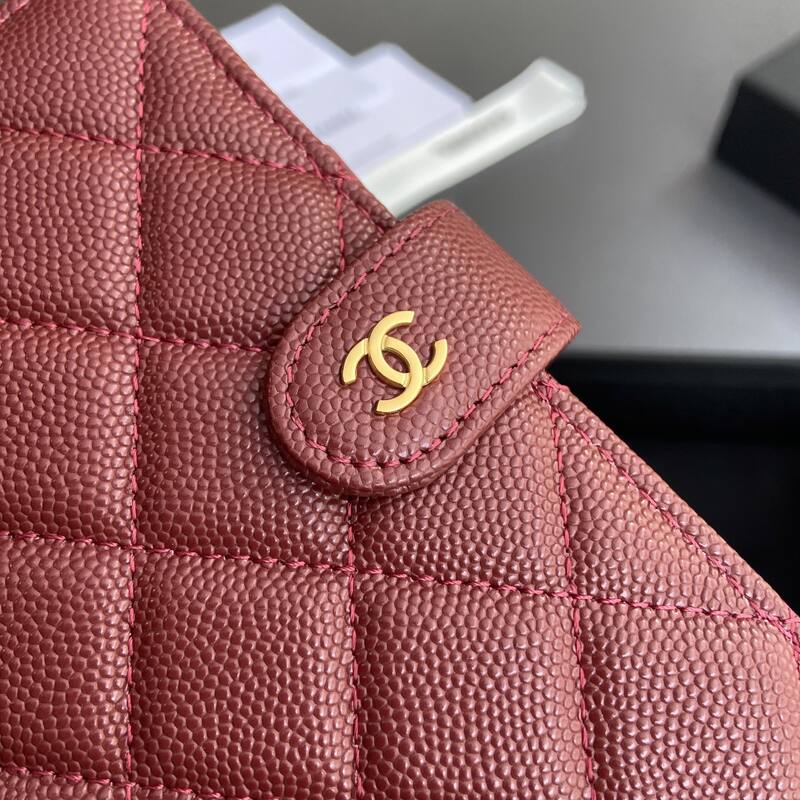 Chanel Dark pink caviar wallet — AAA Quality Replica