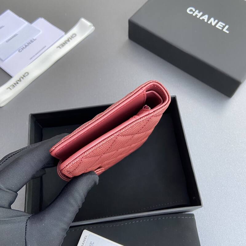 Chanel Dark pink caviar wallet — AAA Quality Replica