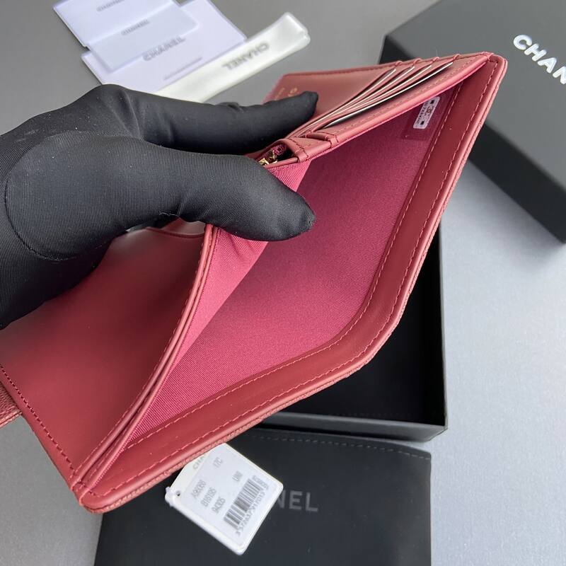 Chanel Dark pink caviar wallet — AAA Quality Replica