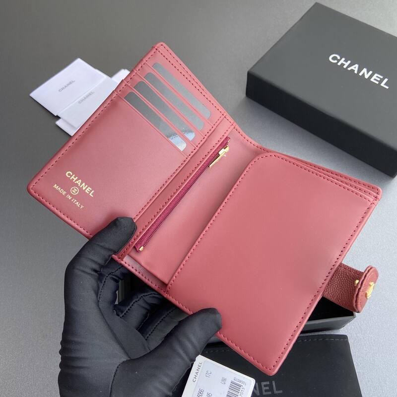 Chanel Dark pink caviar wallet — AAA Quality Replica