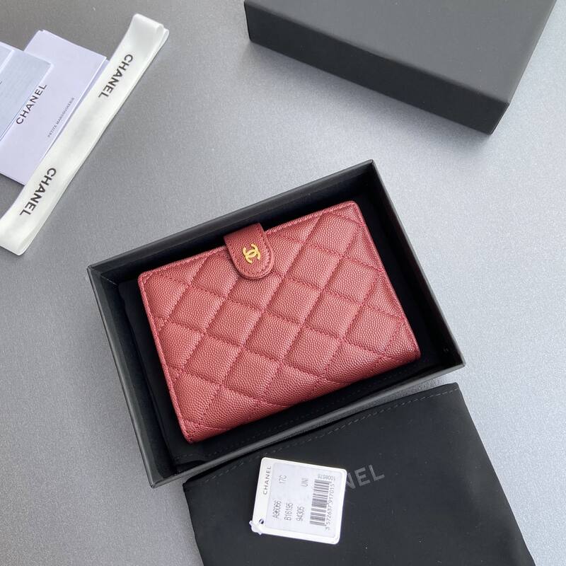 Chanel Dark pink caviar wallet — AAA Quality Replica