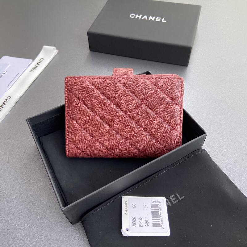 Chanel Dark pink caviar wallet — AAA Quality Replica