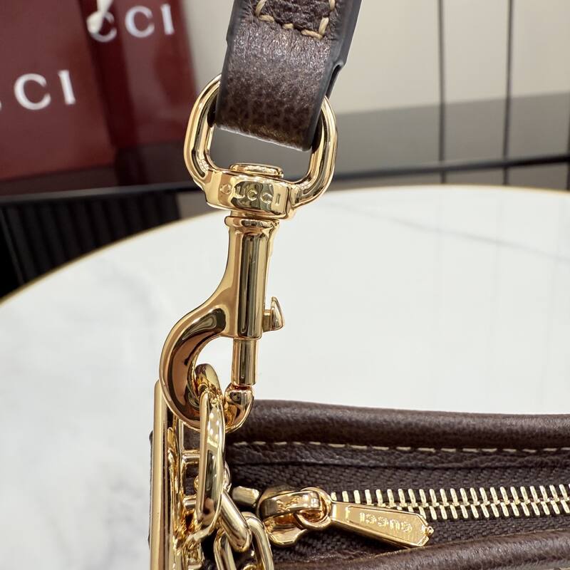 Gucci Beige GG canvas with brown trim shoulder — Top Quality Replica
