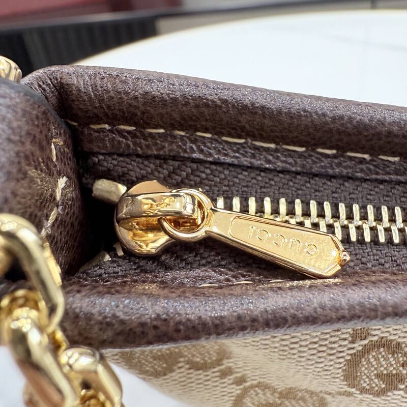 Gucci Beige GG canvas with brown trim shoulder — Top Quality Replica