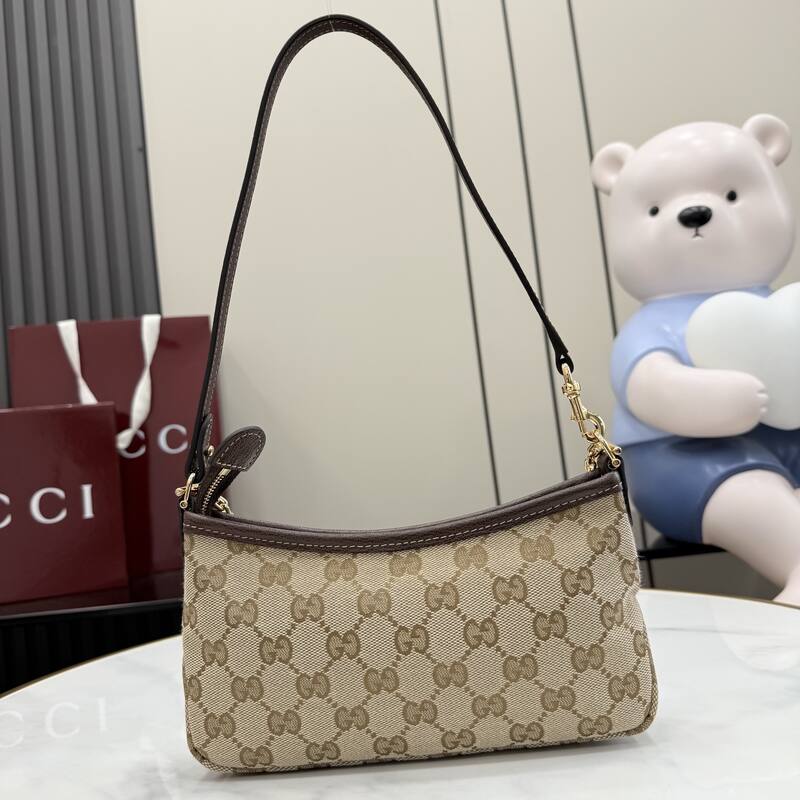 Gucci Beige GG canvas with brown trim shoulder — Top Quality Replica