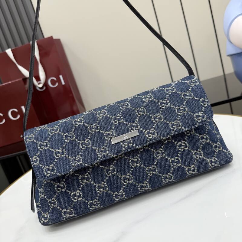 Gucci Blue GG denim shoulder — AAA Quality Replica