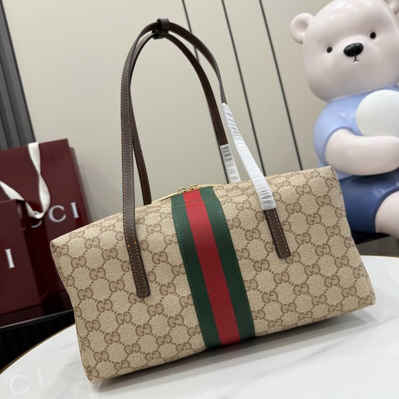 Gucci Beige GG Supreme with Web stripe shoulder — 1:1 Replica