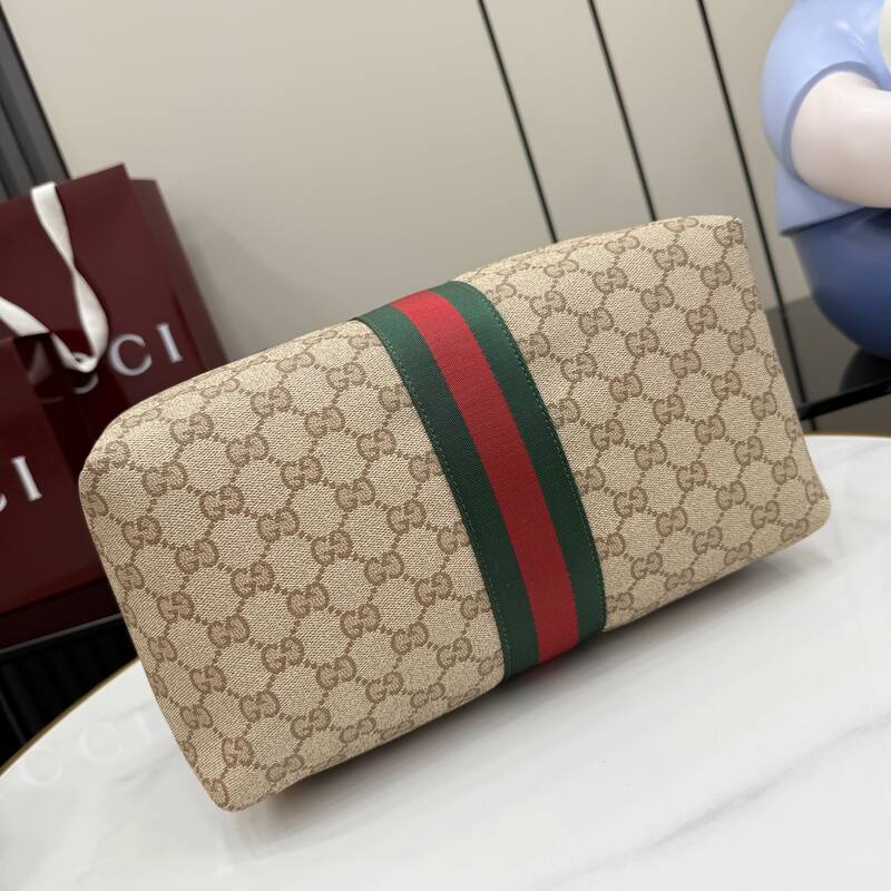 Gucci Beige GG Supreme with Web stripe shoulder — 1:1 Replica