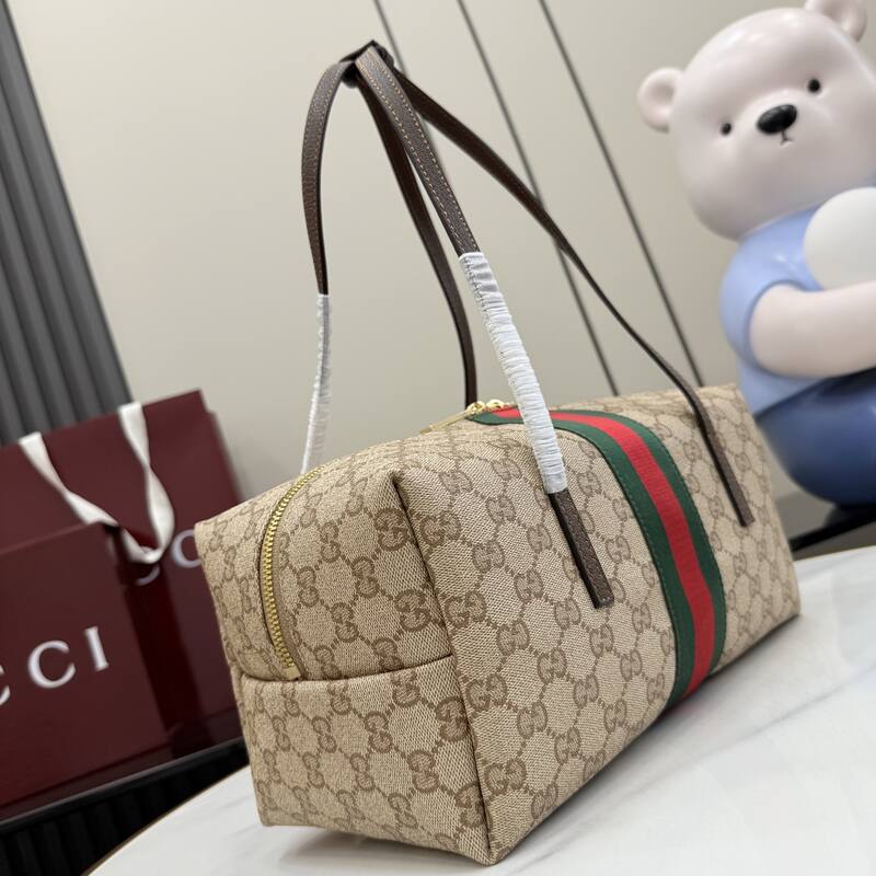 Gucci Beige GG Supreme with Web stripe shoulder — 1:1 Replica