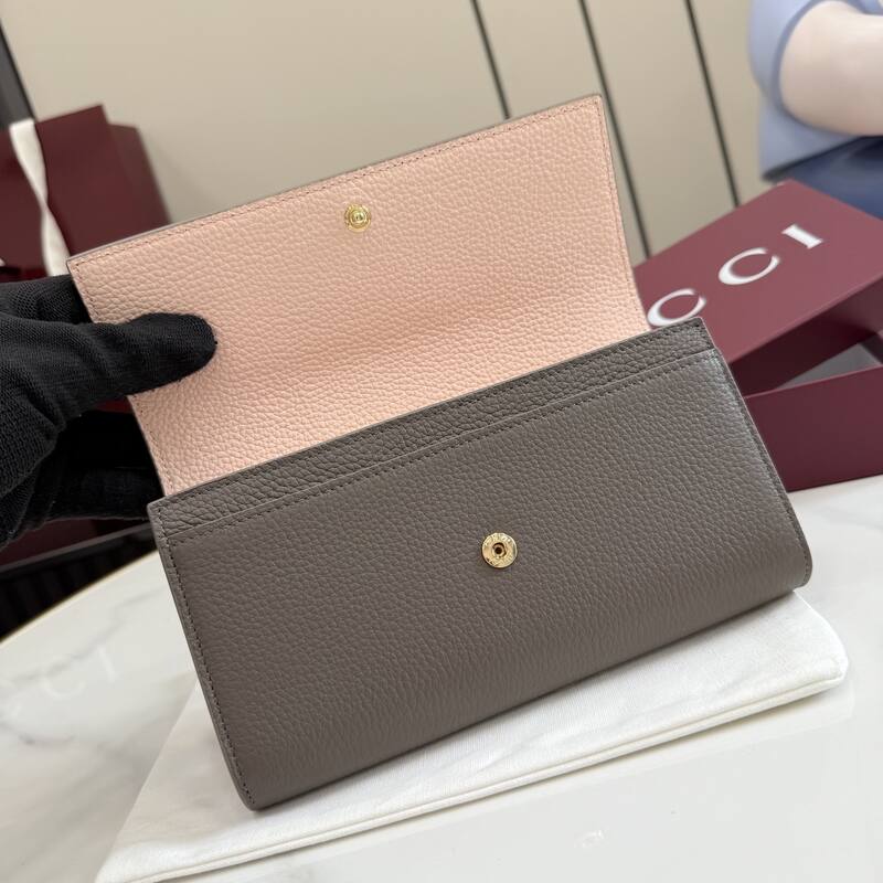 Gucci GG Marmont Gray leather with pink interior evening — Top Quality Replica