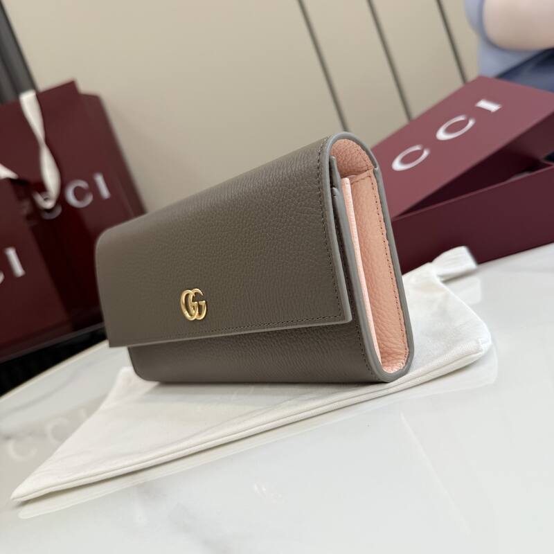 Gucci GG Marmont Gray leather with pink interior evening — Top Quality Replica
