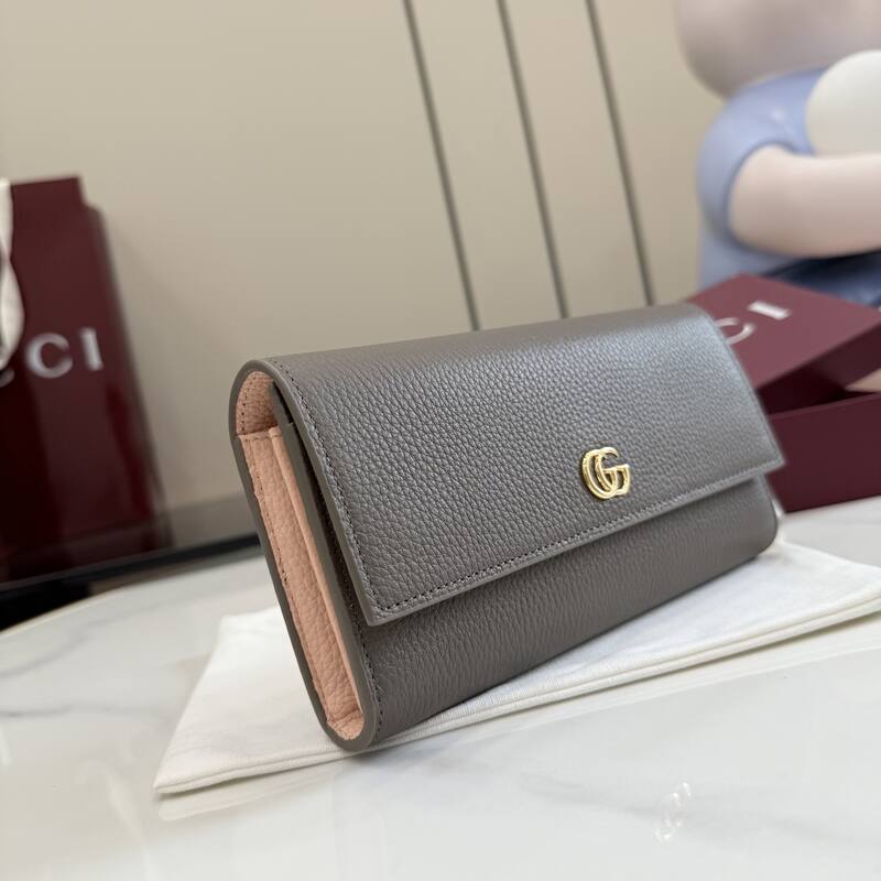 Gucci GG Marmont Gray leather with pink interior evening — Top Quality Replica