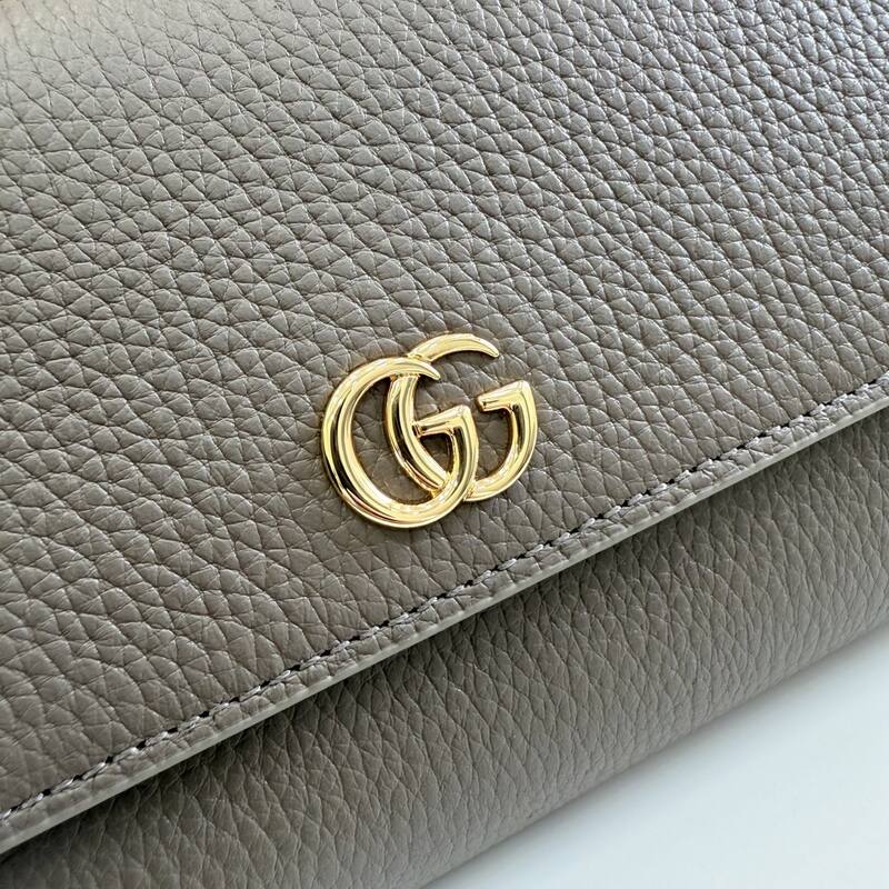 Gucci GG Marmont Gray leather with pink interior evening — Top Quality Replica