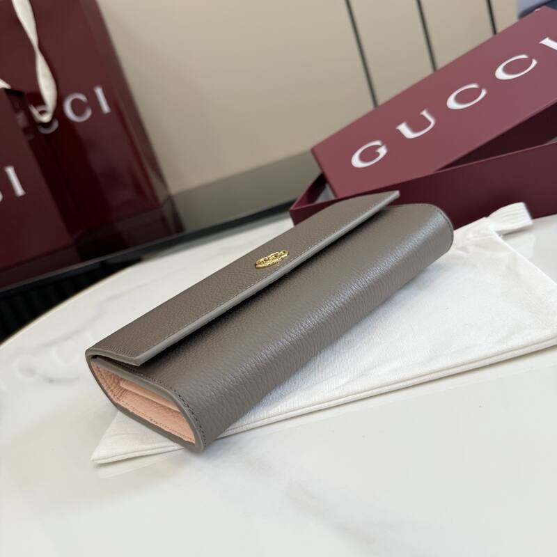 Gucci GG Marmont Gray leather with pink interior evening — Top Quality Replica