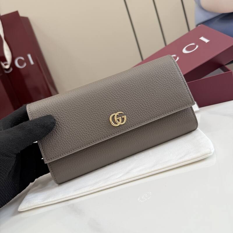 Gucci GG Marmont Gray leather with pink interior evening — Top Quality Replica