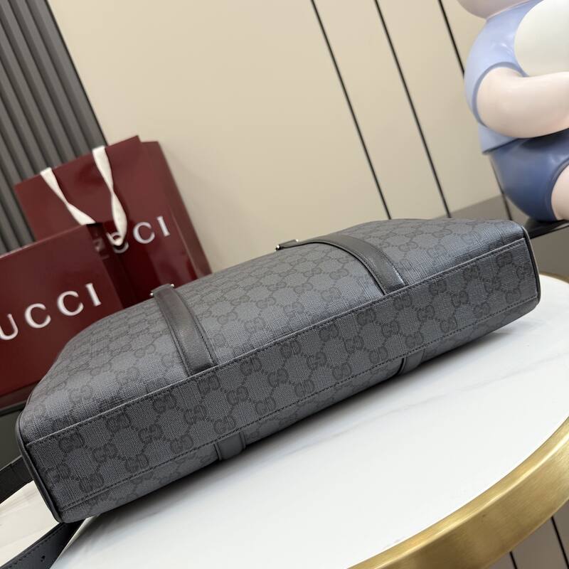 Gucci Gray GG monogram canvas with black leather work — AAA Quality Replica